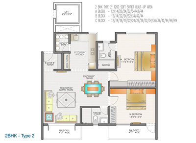 2 BHK - Block A